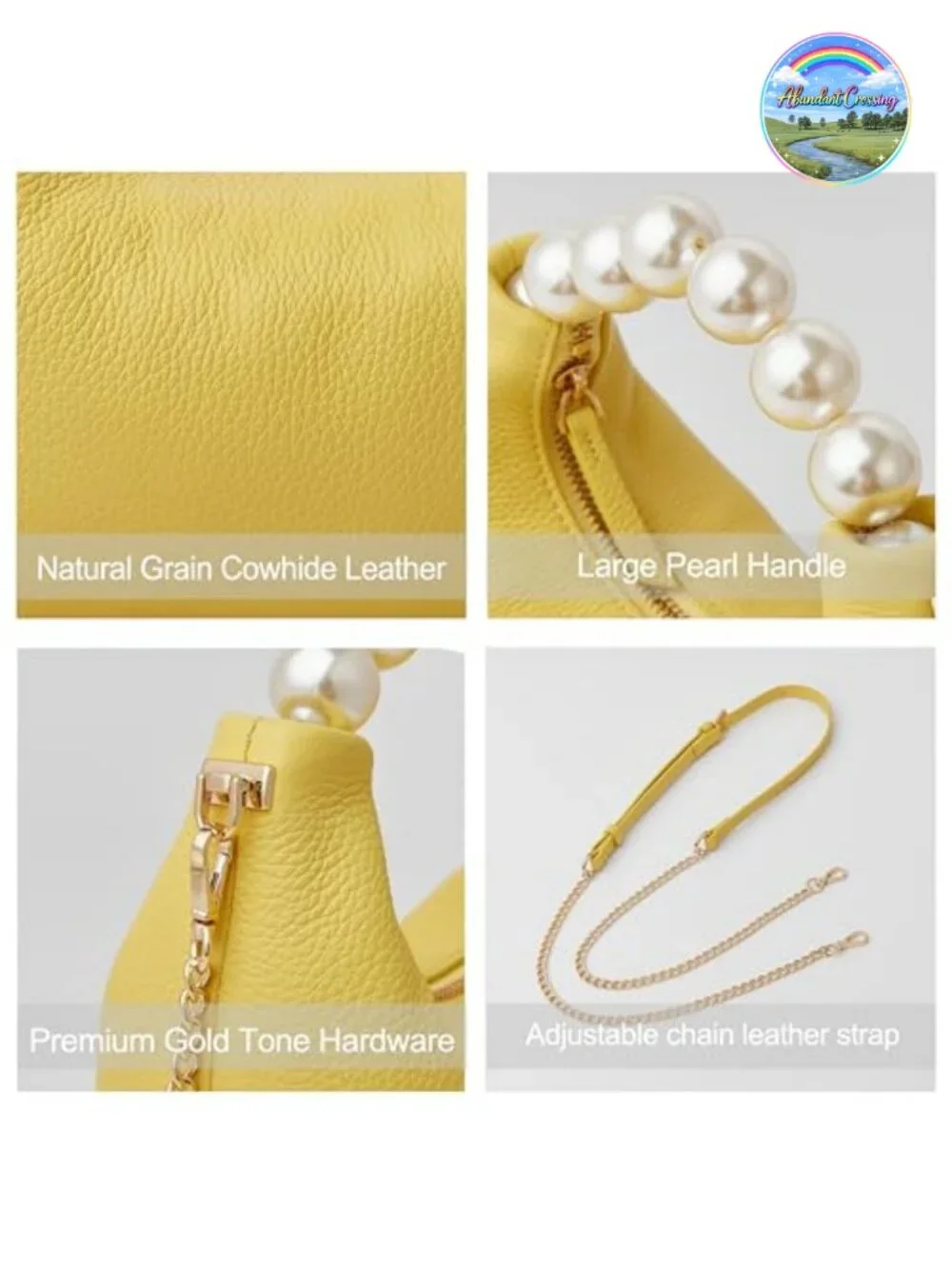 Genuine Leather Top Handle Clutch Purse Women Designer Pearl Tote
